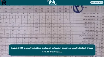 مبروك لأوائل البحيرة.. نتيجة الشهادة الإعدادية محافظة البحيرة 2025 ظهرت بنسبة نجاح 75.16%